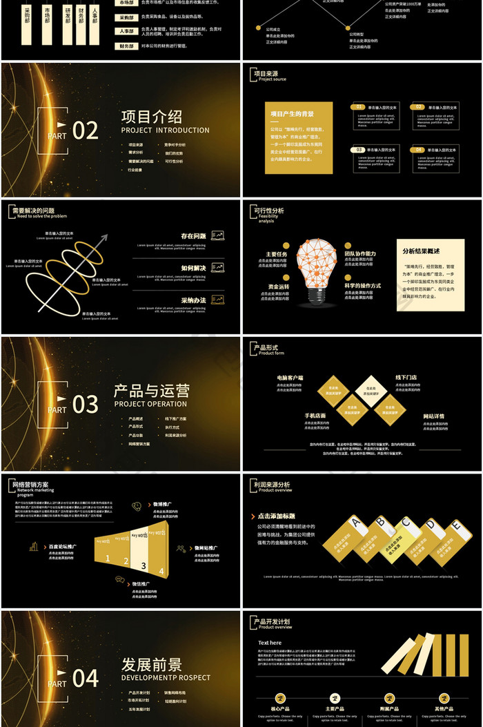 黑金商业项目计划书PPT通用模板