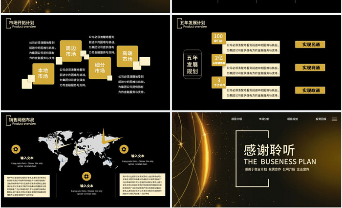 黑金商业项目计划书PPT通用模板