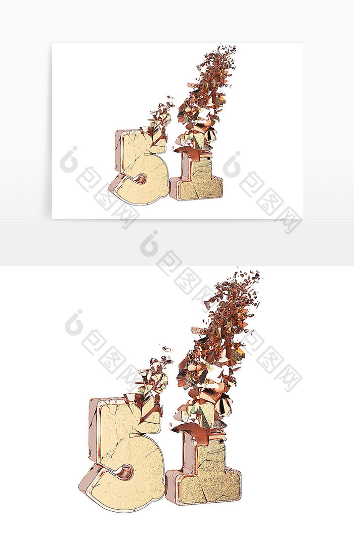 51数字C4D金属立体字逐渐分解消失效果