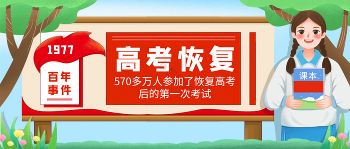 党建100周年高考恢复专题公众号首图图片