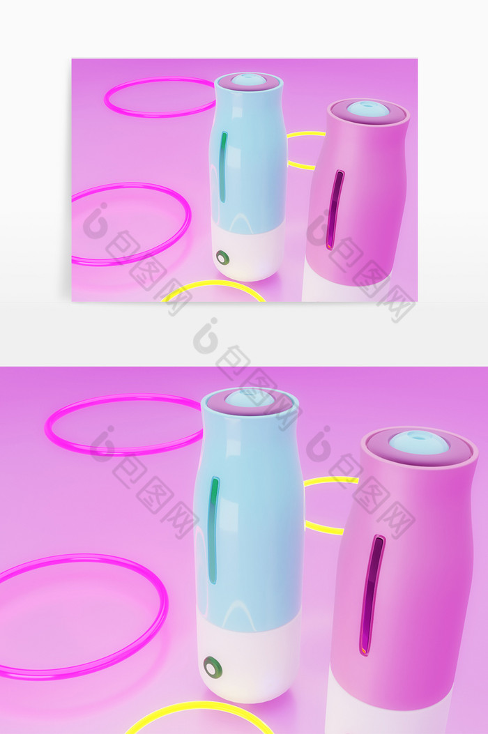 c4d粉色系空气加湿器立体元素模型图片图片