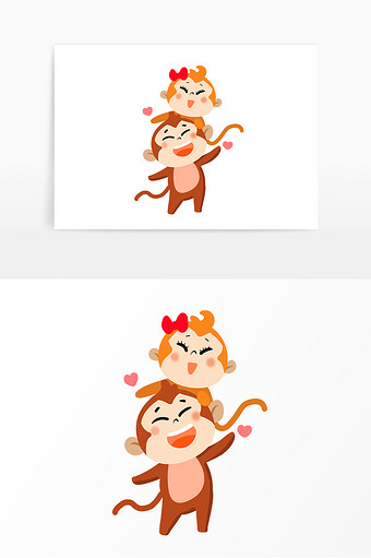 卡通可爱情侣动物猴子