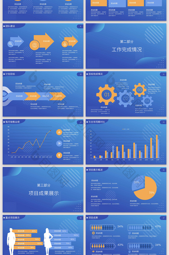 蓝色工作汇报PPT模版