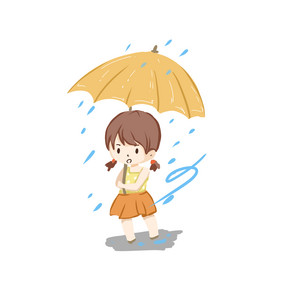 下雨暴雨打伞女孩