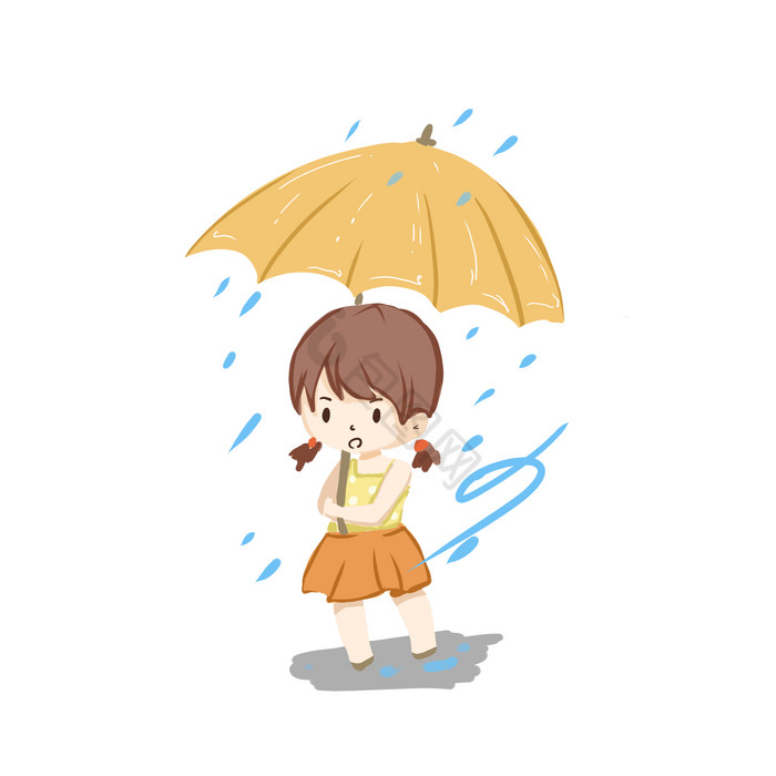 下雨暴雨打伞女孩图片