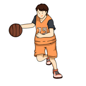 卡通运动男孩打篮球