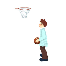 男孩打篮球投篮
