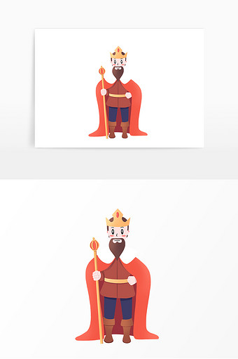 卡通英伦权杖国王