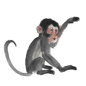 国风水墨动物猴子图片