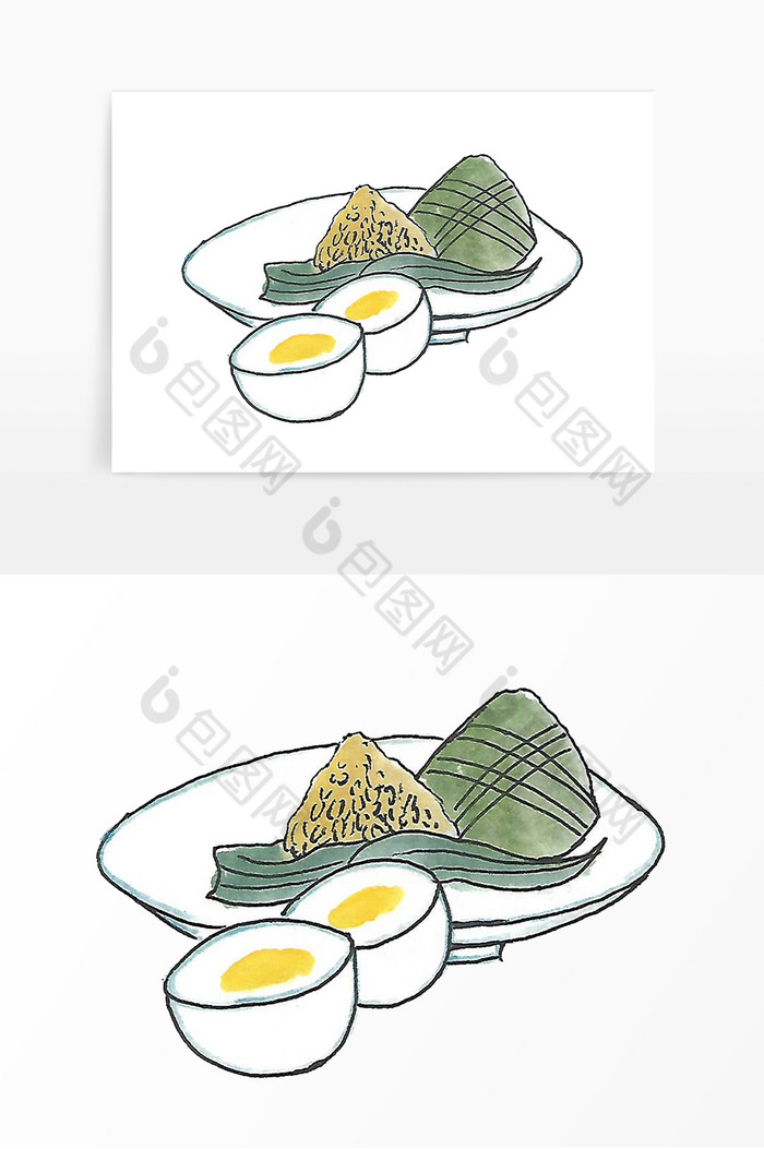 水墨端午节粽子咸鸭蛋图片图片