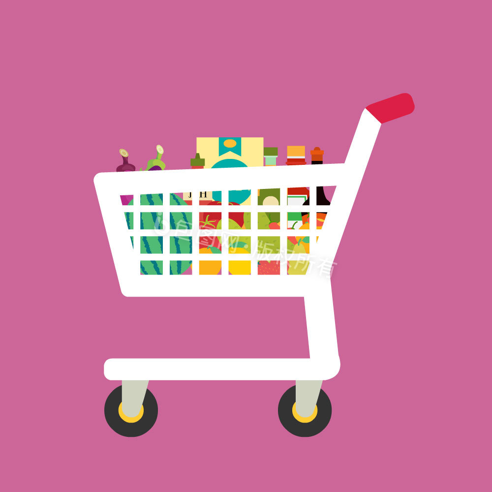 超市购物车购物消费动图GIF图片