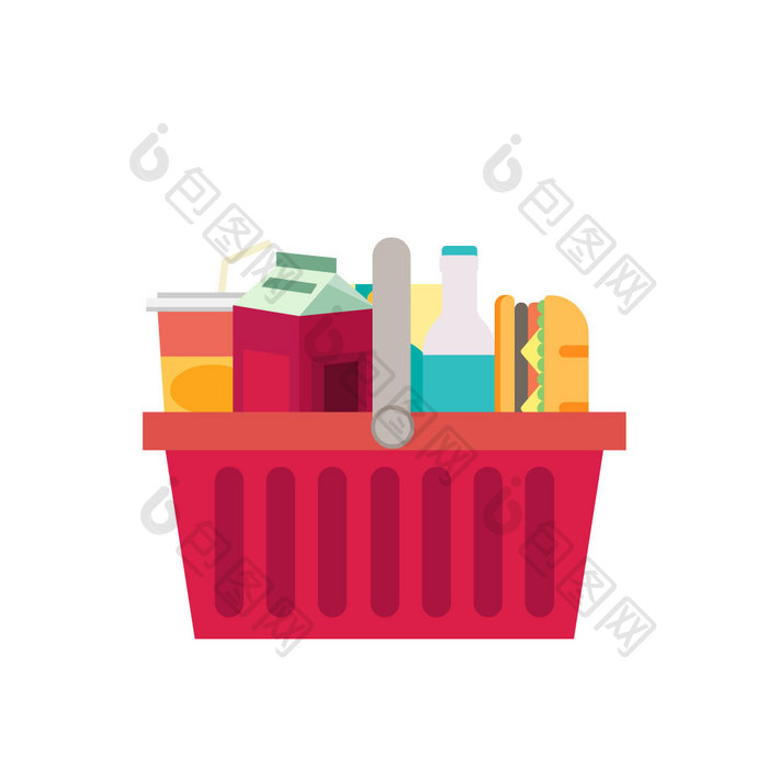 购物篮子装满食品动图GIF