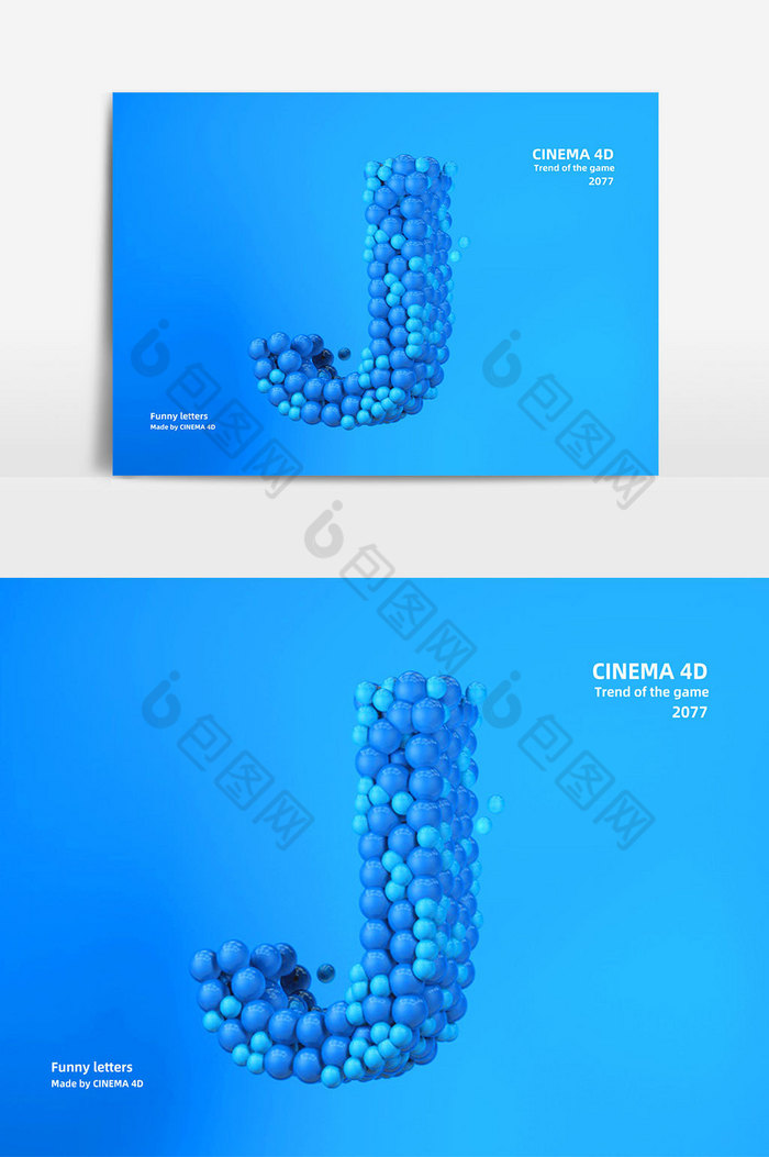 c4d小球创意立体英文字母j