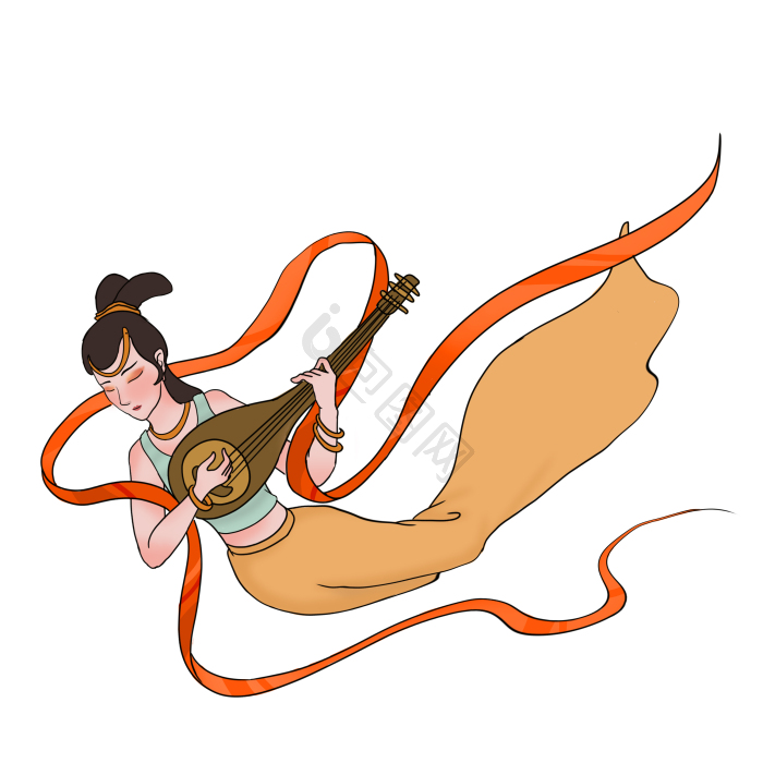 敦煌壁画飞天飞仙png下载-包图网