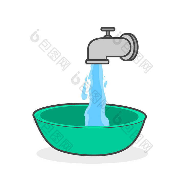 水盆在水龙头下接水动图gif 图片下载 包图网