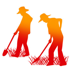 耕作劳作农民剪影