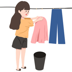 女孩洗衣服搭衣服