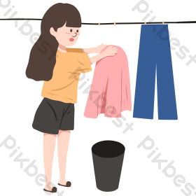 洗衣服洗衣液网格劳动节洗衣服凉衣服边框插画洗衣服形象洗衣服的人套