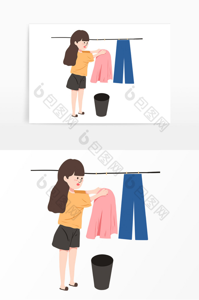女孩洗衣服搭衣服图片图片