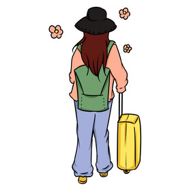 出游旅游拉行李女孩