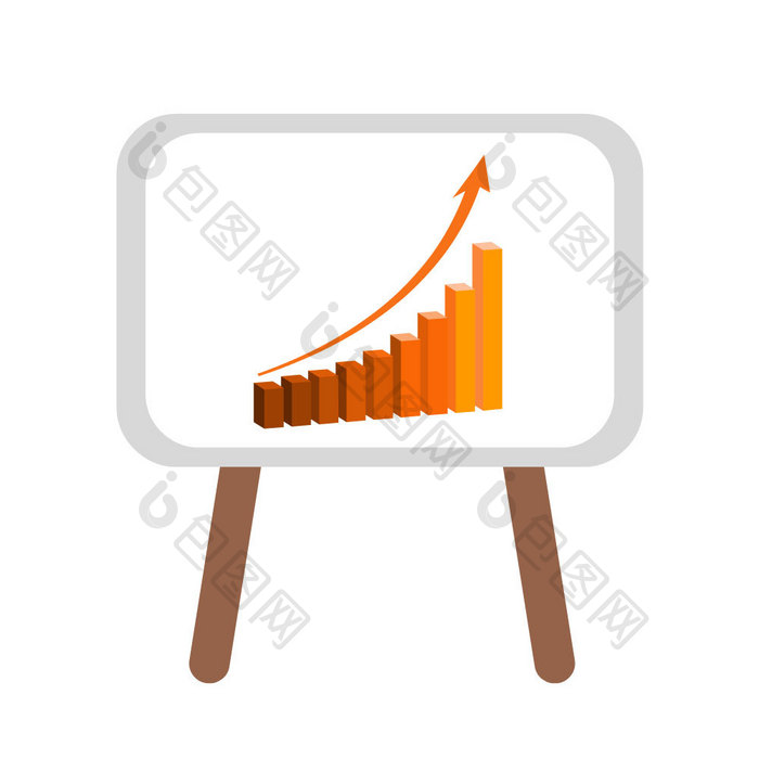 白板向上箭头数据分析柱形图动图