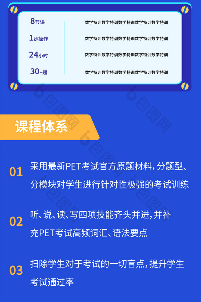 蓝色手绘大学英语CET复习详情长图