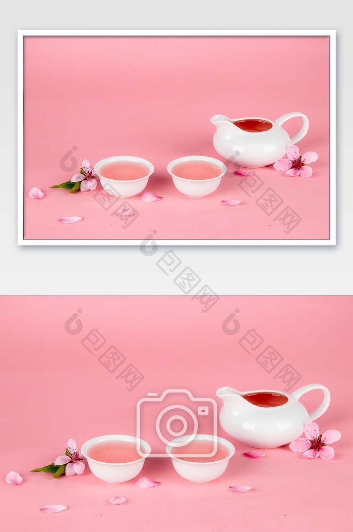 粉色桃花酒酒水摄影图