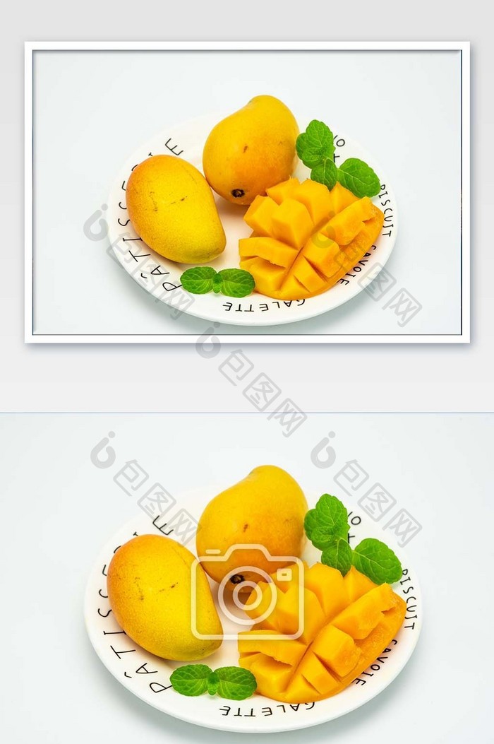 餐盘黄色芒果摄影图