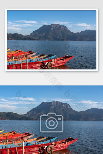 云南泸沽湖格姆女神山摄影图片