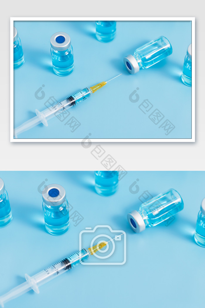 医疗健康疫苗药品创意蓝色背景