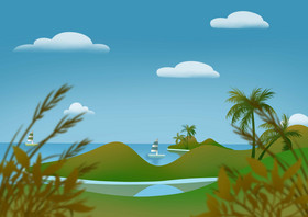 旅游度假椰子树帆船冲浪海岛海洋图片