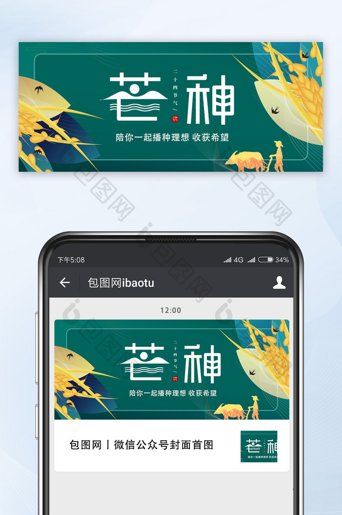 简约大气传统节气芒种小麦微信配图
