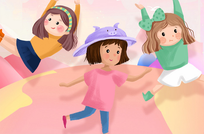 粉色唯美六一儿童节快乐促销宣传手机配图