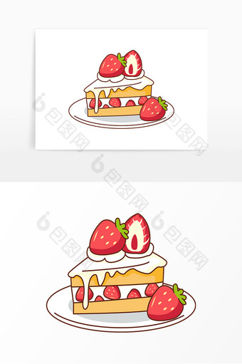 矢量草莓蛋糕元素图片