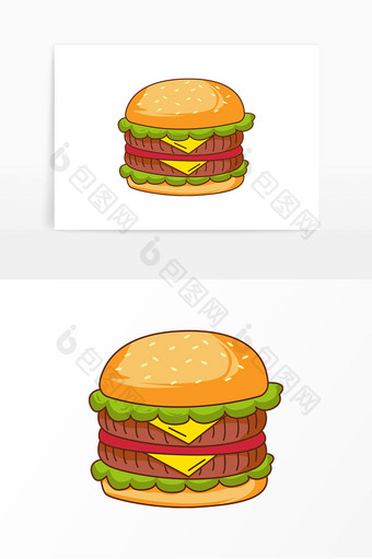 矢量汉堡美食元素图片