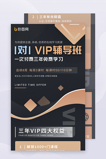 暗金1v1在线直播课vip培训宣传H5图片