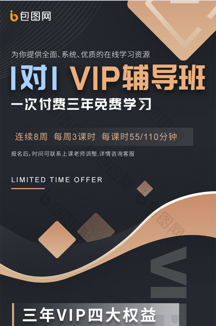 暗金1v1在线直播课vip培训宣传H5