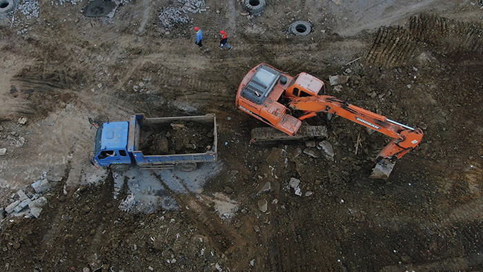 航拍建筑工地建设现场