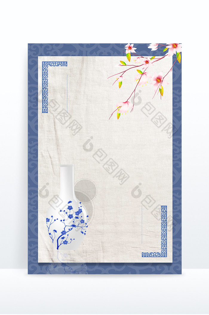 蓝色青花瓷博物馆背景图片