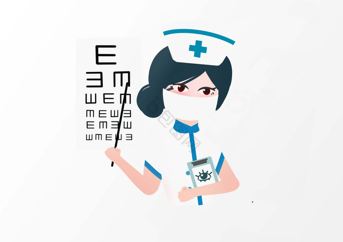 女孩护士爱护眼睛健康近视视力表图片
