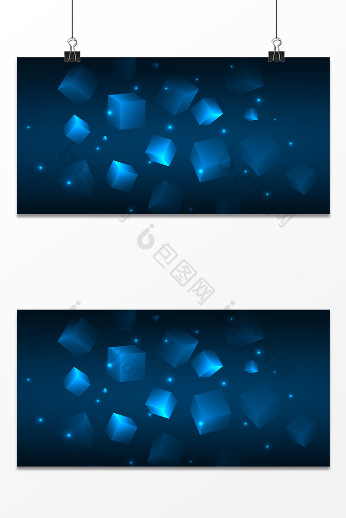 立方块蓝色科技背景