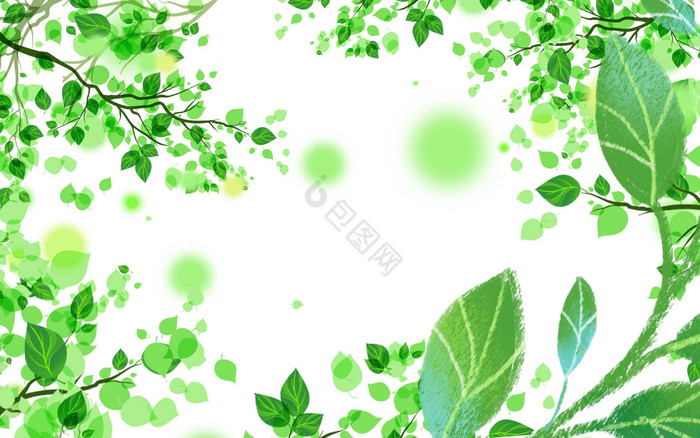 绿色植物墙纸花纹插画背景墙图片