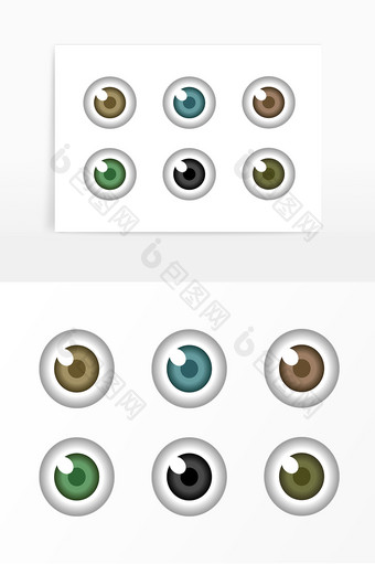 不同颜色眼球矢量装饰元素图片