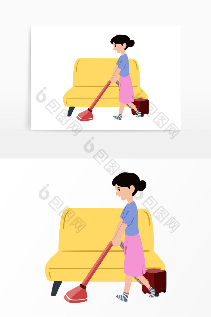 女人收拾家打扫卫生