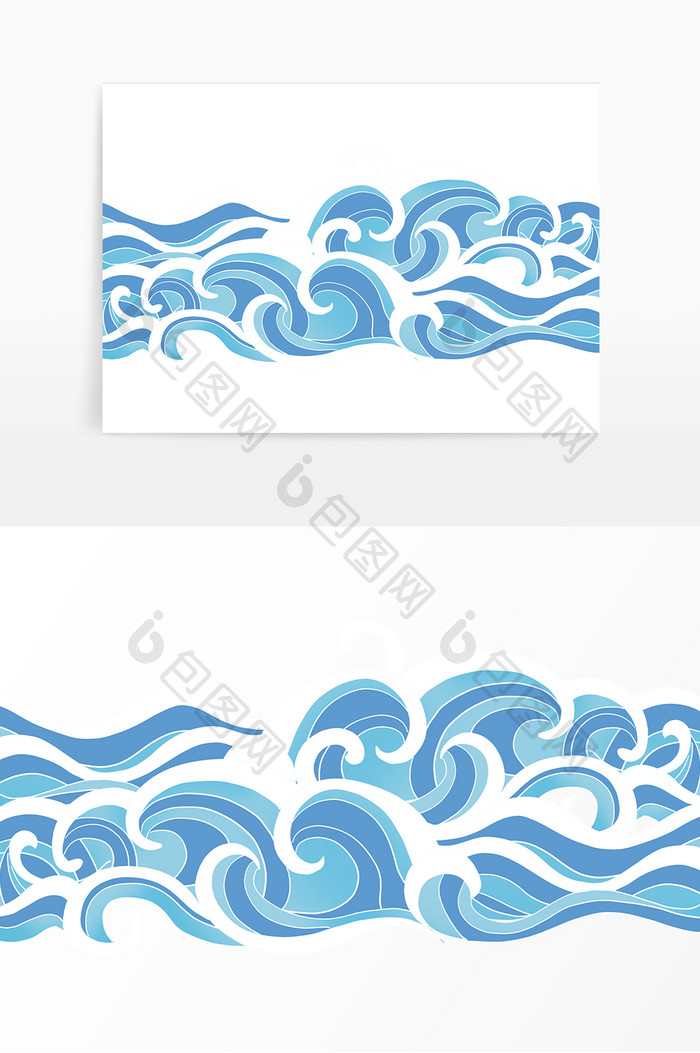 线描海浪波涛汹涌