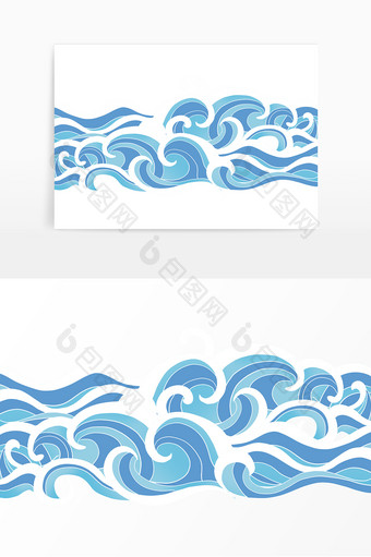 线描海浪波涛汹涌图片