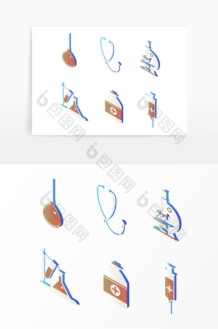 2.5d立体医疗医学图标