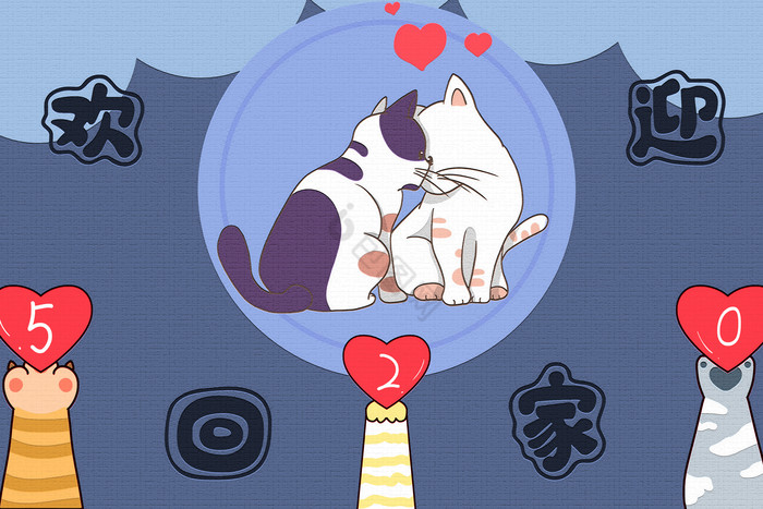 甜蜜小猫咪卡通地毯图片