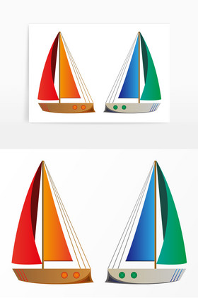 海边旅游帆船矢量插画装饰元素