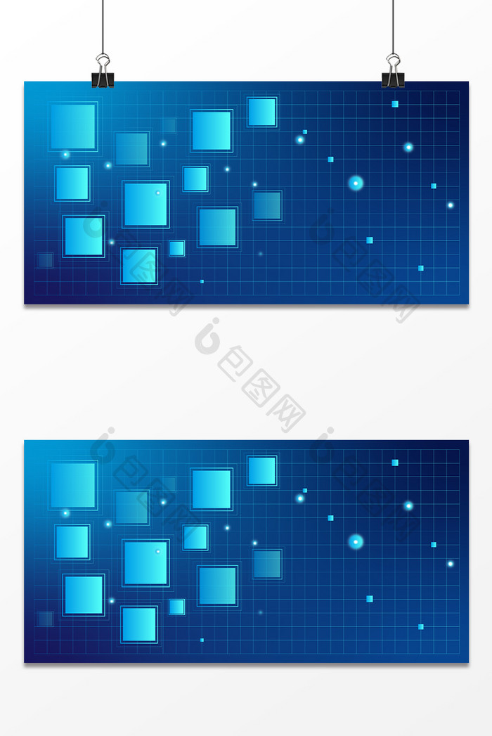 蓝色科技几何方块图案背景